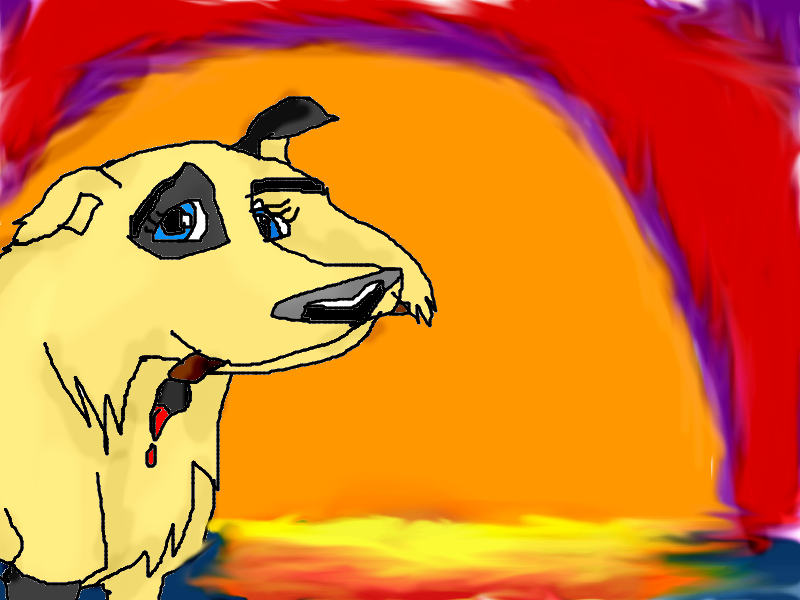 Sallie paints a background