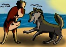 Playing at the beach