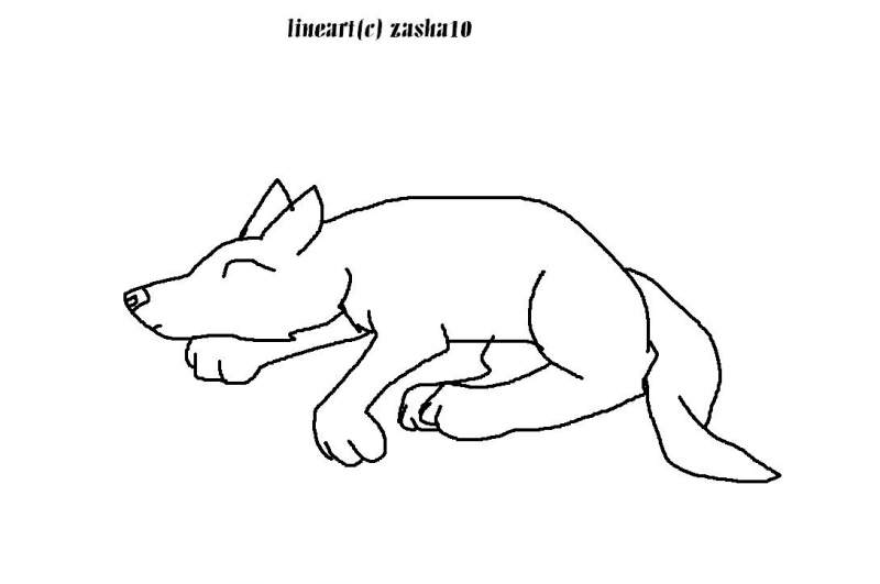 puppy sleeping line-art