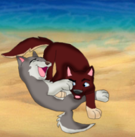 playing on the beach