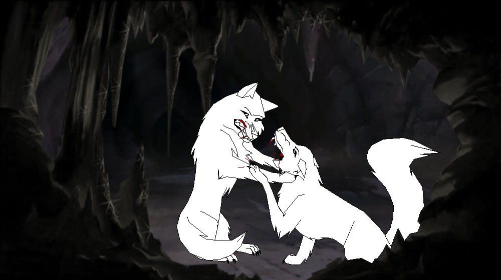 Female wolf fight*little blood*
