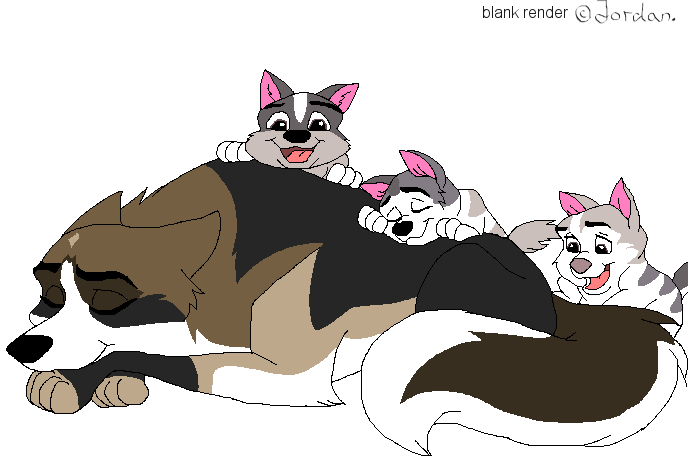 Safina and her Adopted Pups