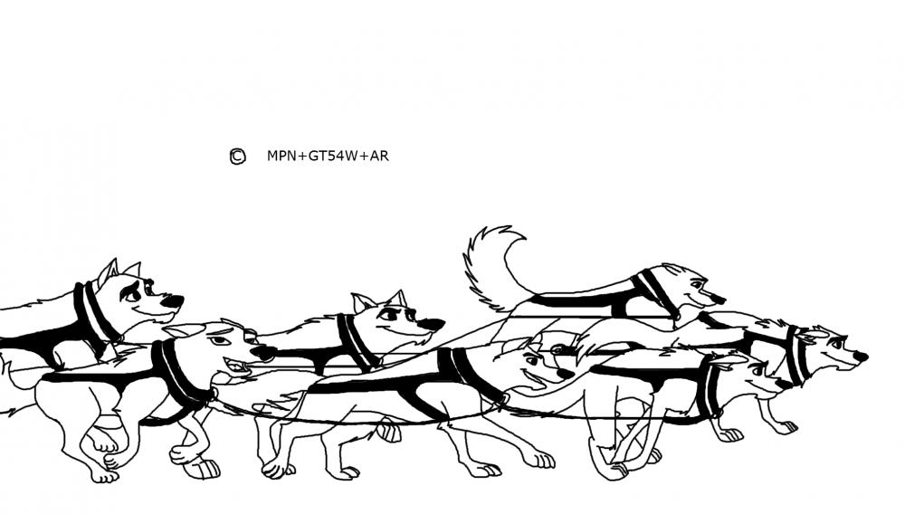 Sledding dog lineart