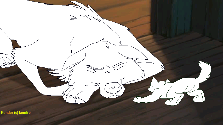 A Wolf...and A Pup  -Blank Render