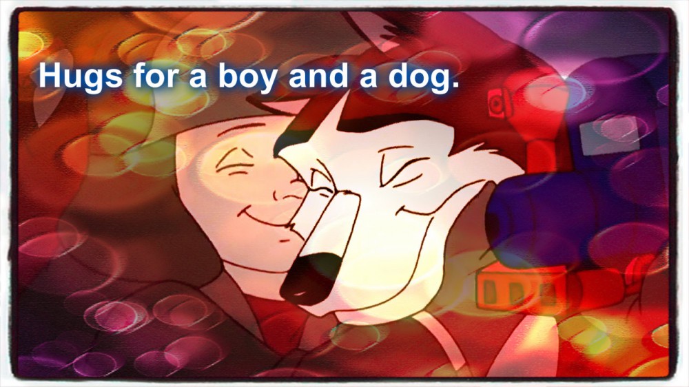 Hugs For a boy and a dog