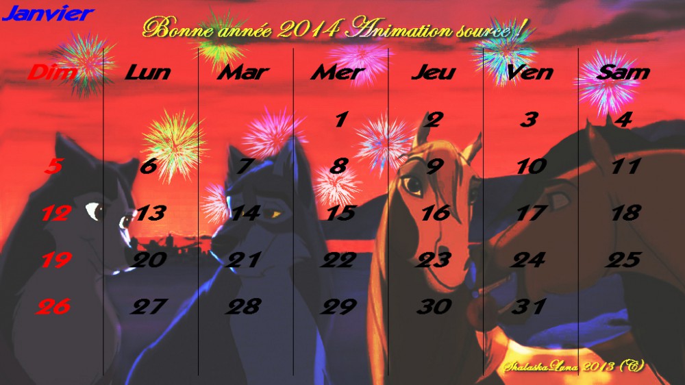 Bonne année 2014 calendrier 