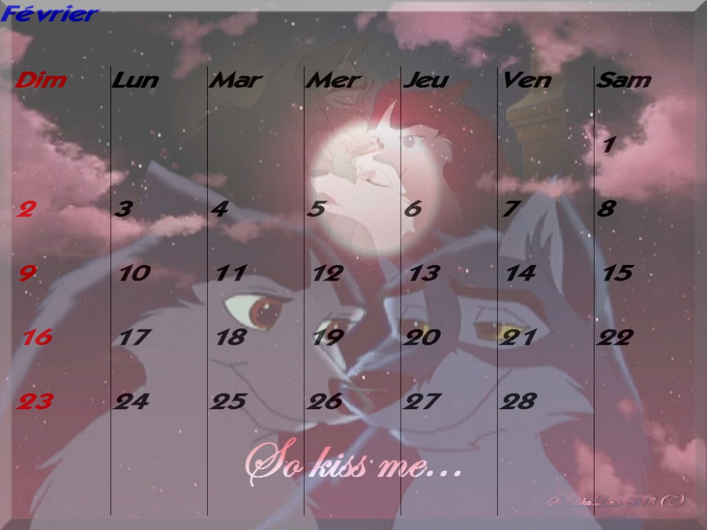 Calendrier Février