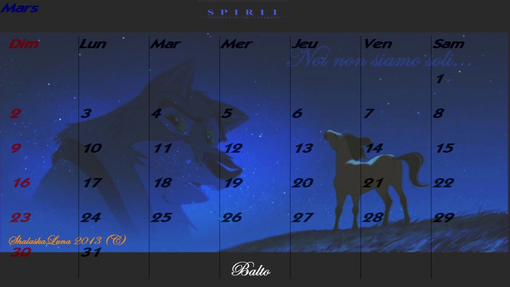 Calendrier Mars 2014