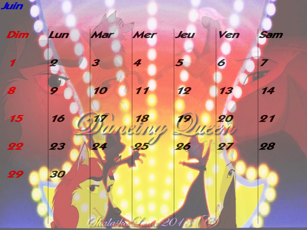 Calendrier Juin