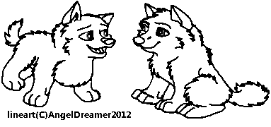 Two puppies lineart c: READ THE RULES.