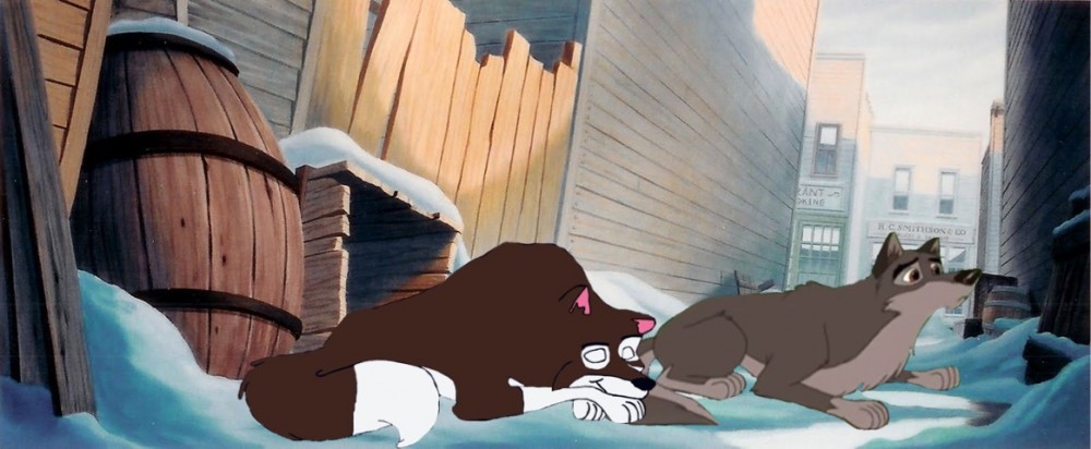 Togo and Balto Snuggle 