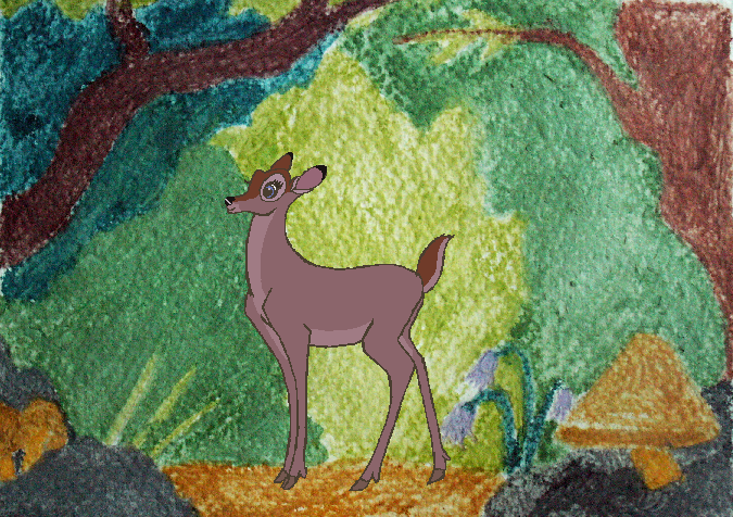 Faline in the woods.