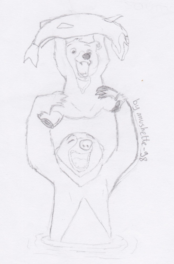 Kenai, Koda et ...le saumon crayonnés !!!