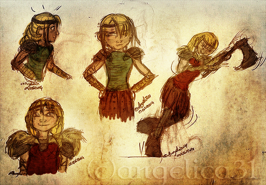 Test : Sketches of Astrid in HTTYD (in color)