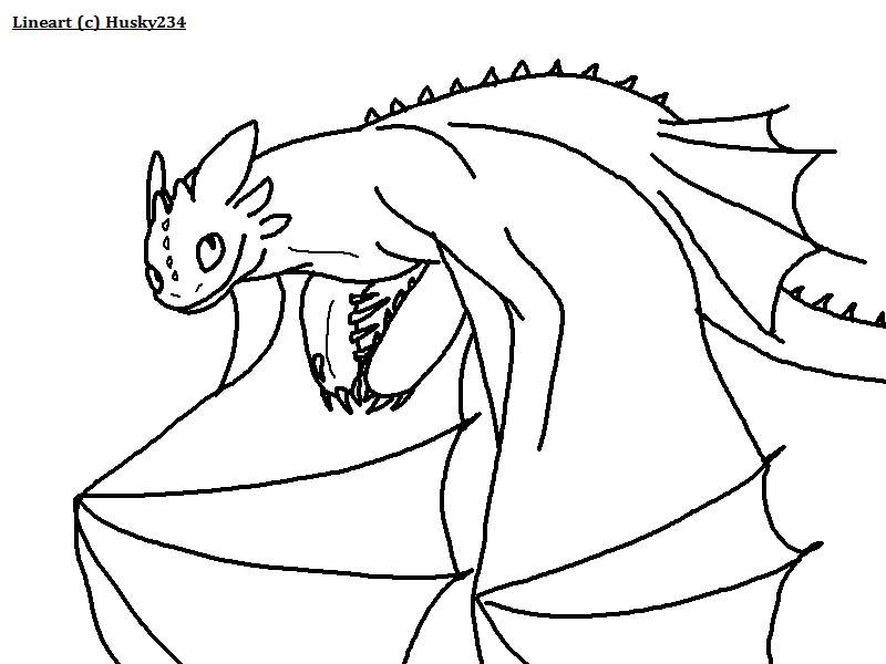 Flying Night Fury Lineart