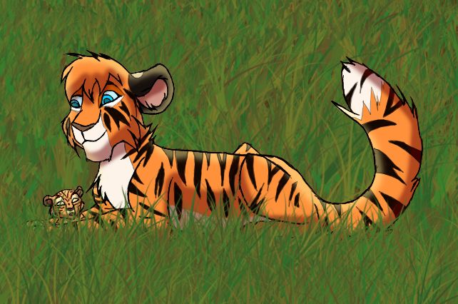 ~A little tiger in the paws of his aunt~