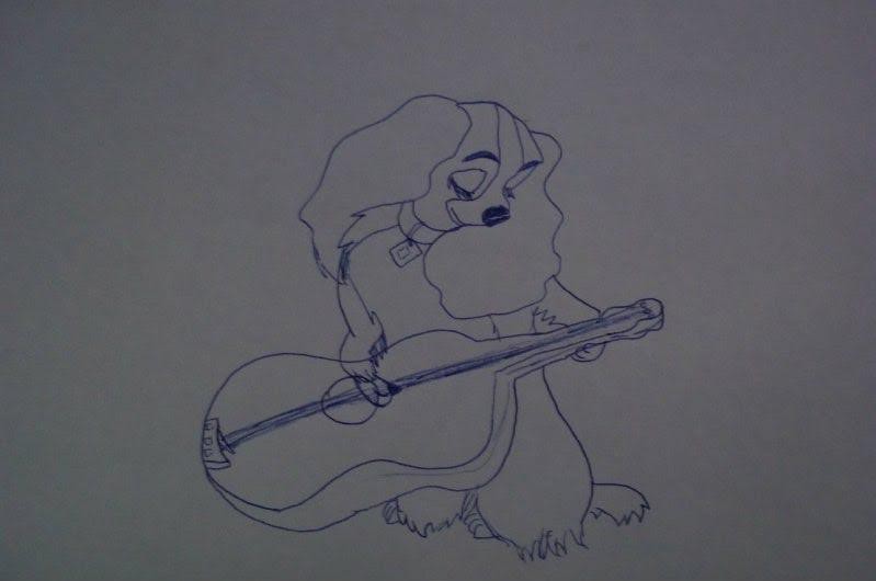 Lady play guitar.