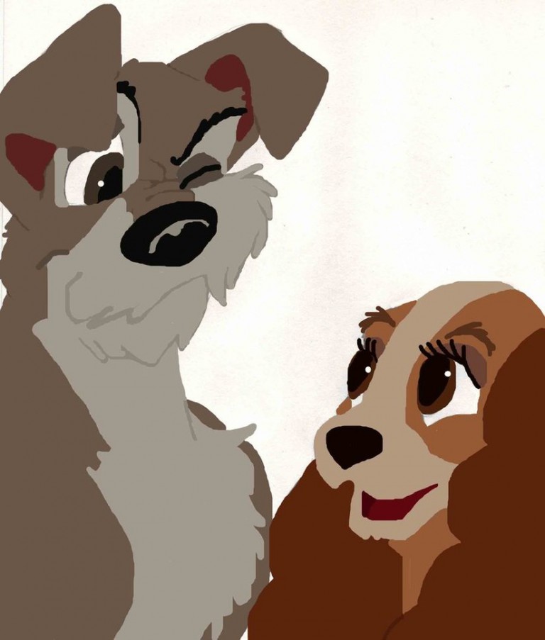 Lady and Tramp Doodle Colored