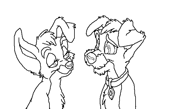 Scamp and Angel LineArt
