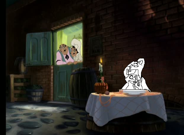 Couple nuzzling in a resturant - blank render