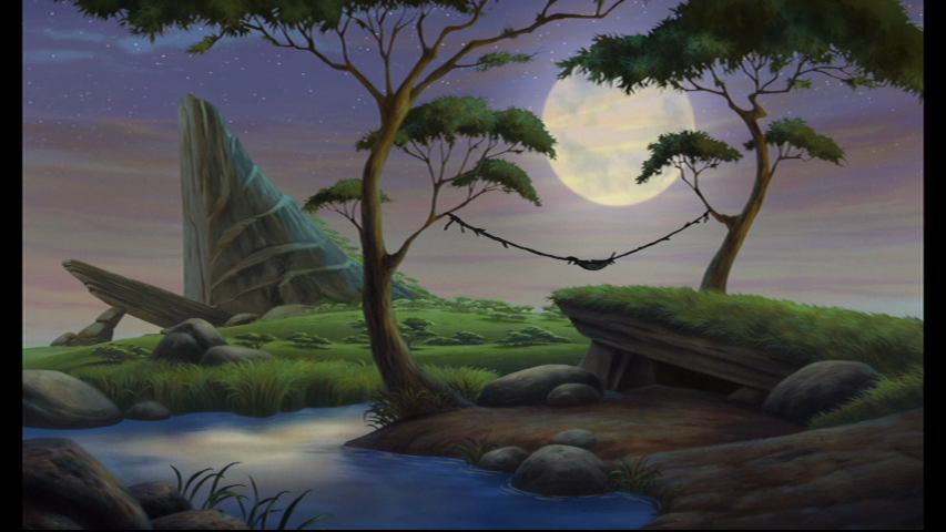  nous sommes quelques jours après la mort de zira .  c'est le matin , vous êtes dans votre lit .ce lit est dans une petite tanière près du rocher , au bord d'une mare . vous êtes dans votre grand lit de paille , et pumbaa dort encore , à vos côtés dans un plus petit lit .et oui , vous y avez ré - elu domicile ! en bref , pumbaa dort , et vous êtes tout seul .  que faites - vous ?