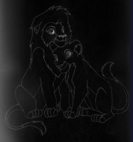 Kiara and Kovu sketch inverted colours