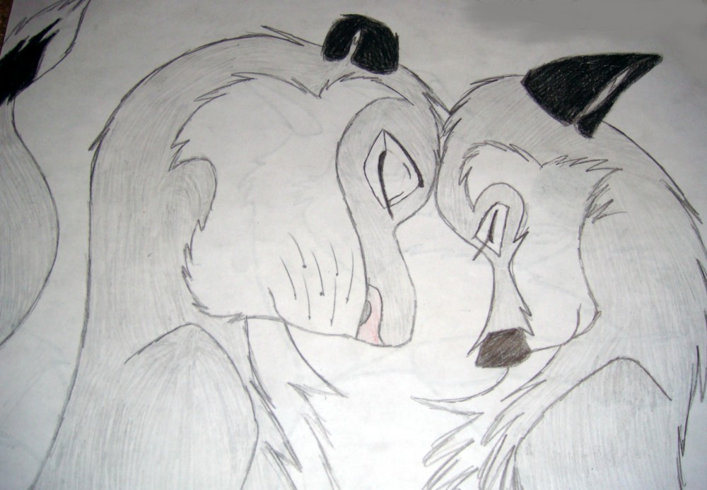 White Claw and White Fang, lion and wolf