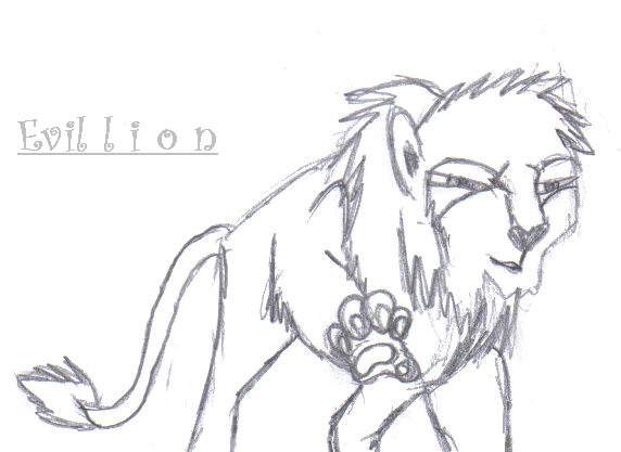 a realy bad scatch of a lion trying to say stop