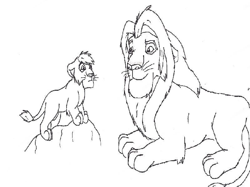 Simba and Kopa-lineart