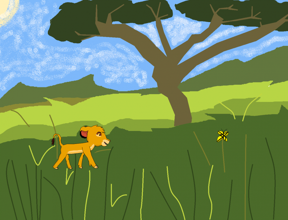 Simba and a Butterfly