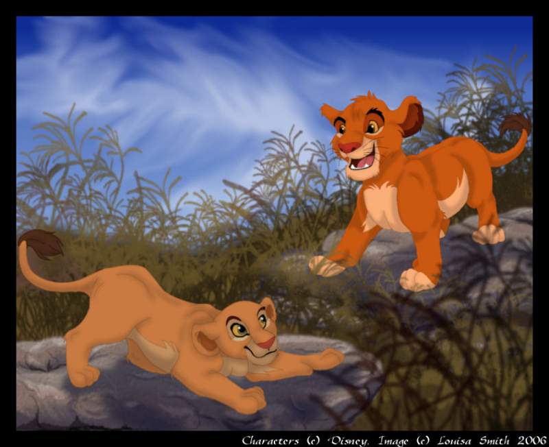 Simba and Nala play