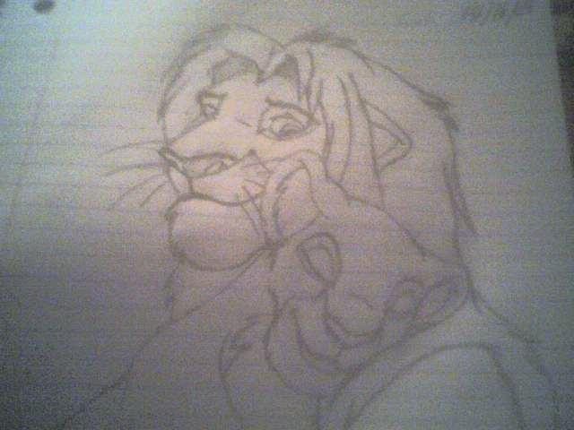 Simba and Nala nuzzle