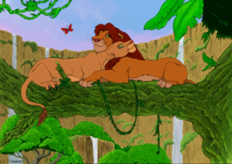 Simba and Nala in the Jungle