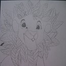 simba avec sa crinière de feuille