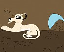 Kash sleeping in a cave