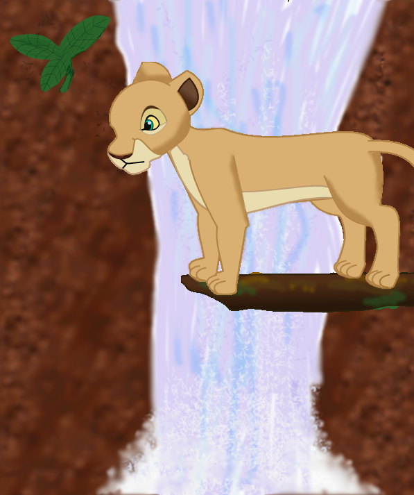 Nala by a waterfall