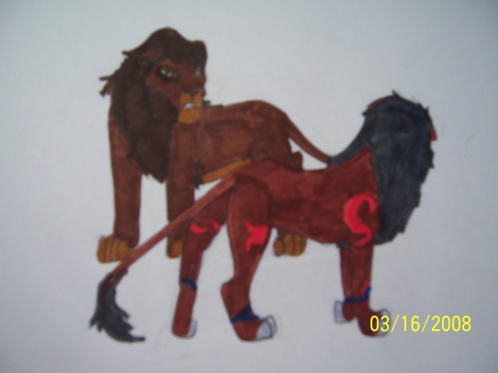 Kovu and one of my old characters facing off.