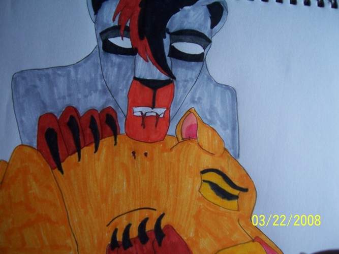 Deamon sucking Nala's blood