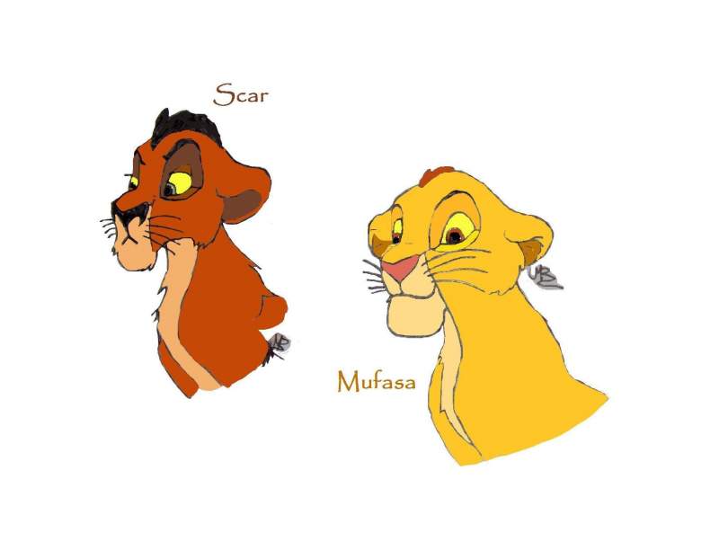 Mufasa et Scar cubs très vieux dessin fait sur Pai