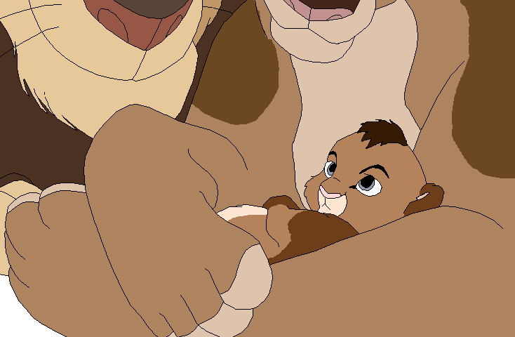 Amani, Inari and their fan cub, Zari