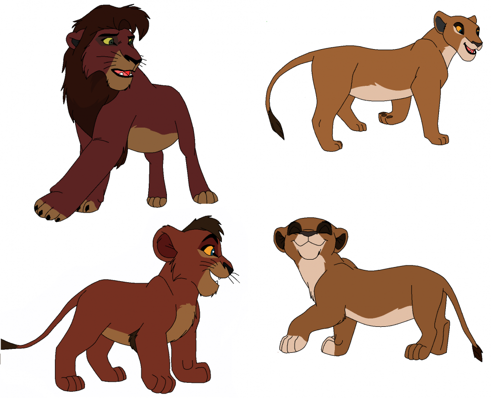 Kovu and Leena with their cubs