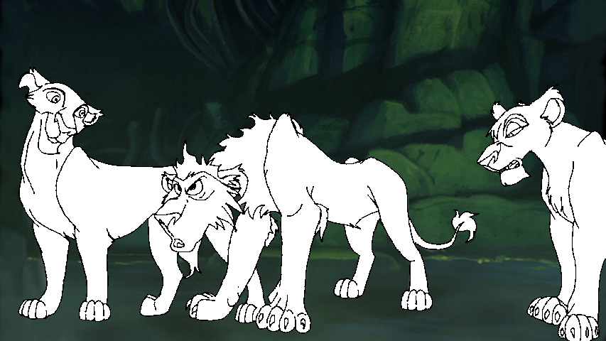 Lion Group Scene Blank Render