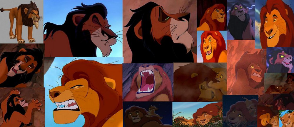 A Collage staring Mufasa and Scar