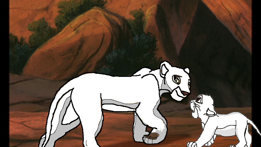 Render lionne et son petit