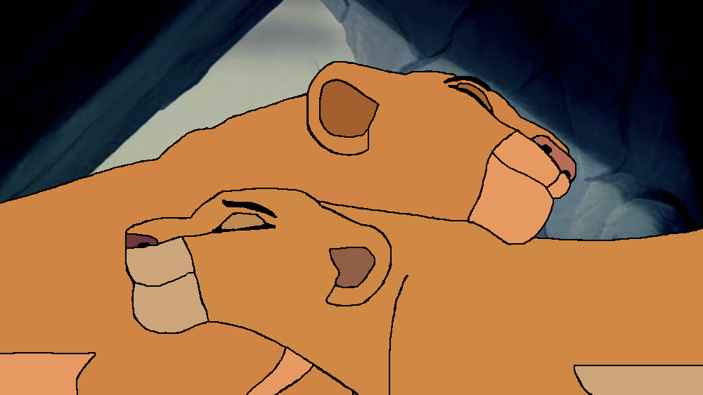 Moment de tendresse entre lionne
