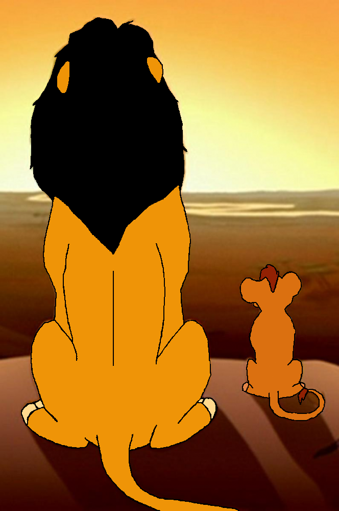 Le roi Ahadi et son fils Mufasa