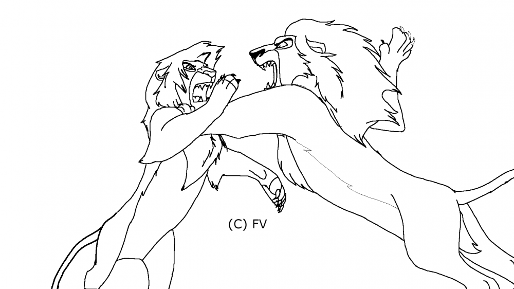 Blank Render - Lions fighting