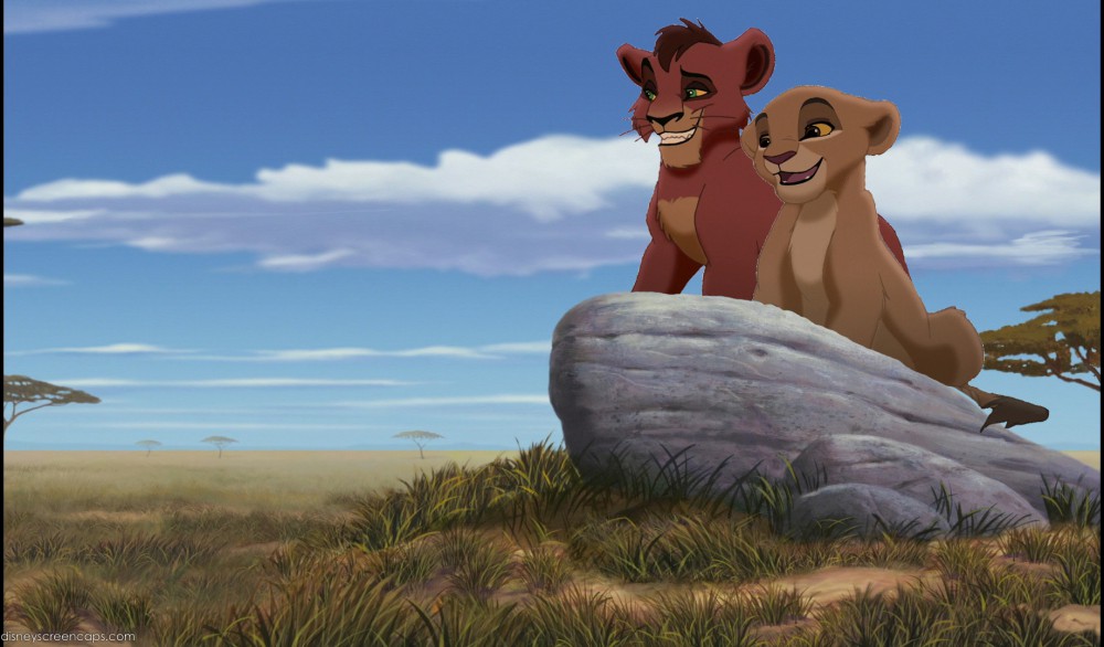 Kiara et Kovu sur un rocher.(Concours de louloute)