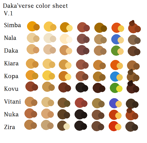 Daka'verse color sheet V.1