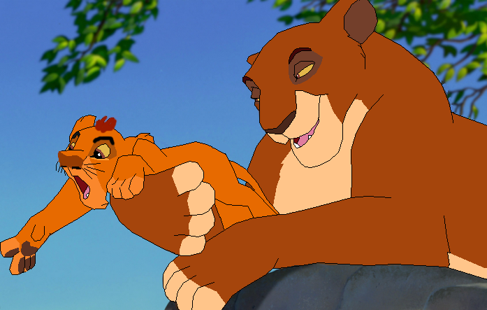 Uru qui fait la toilette de Mufasa